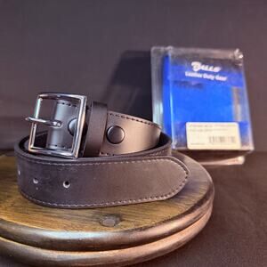 Galls Premium Belt Size 28" Stitched Leather Plain Black Nickel Buckle 1238